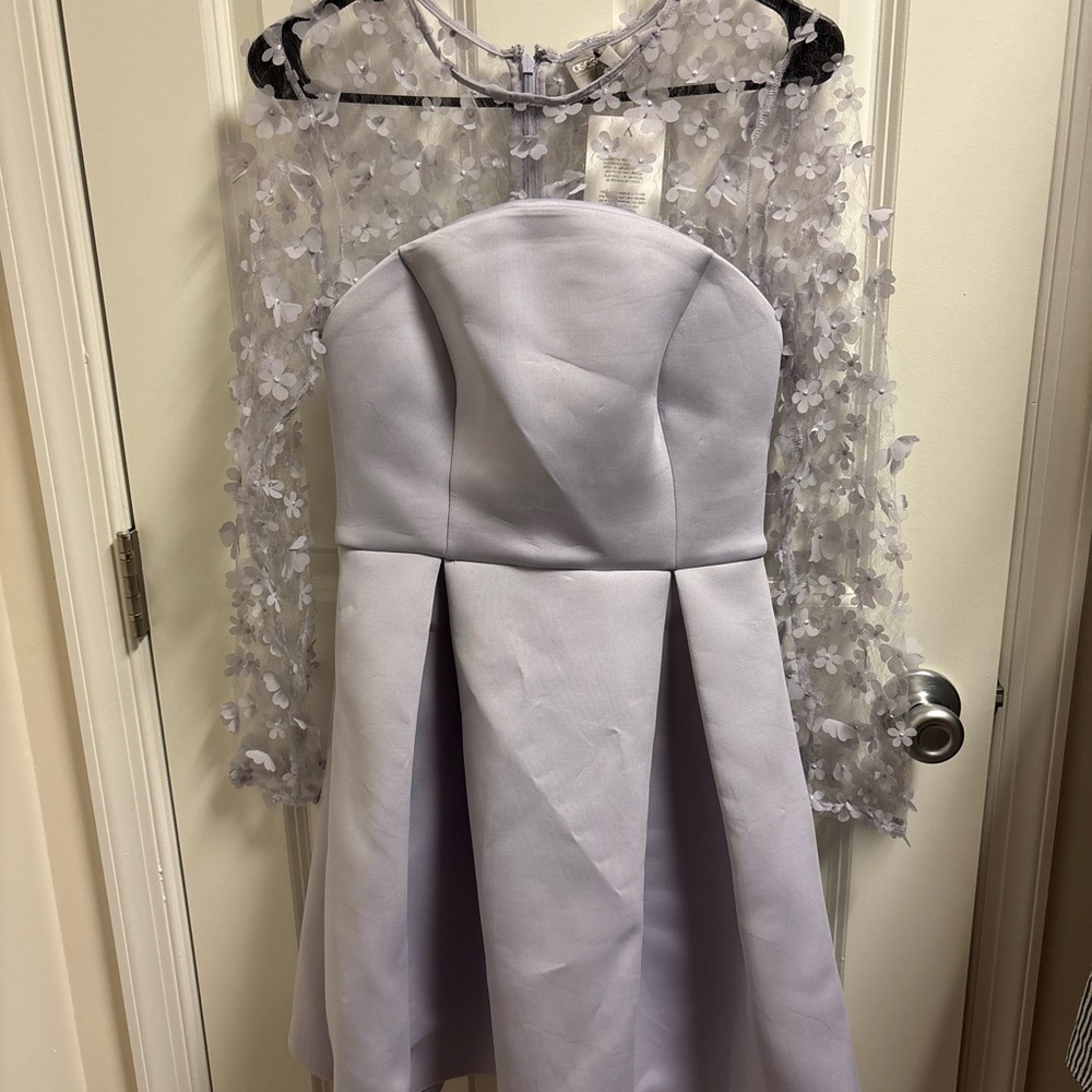 ASOS Light Purple Dress with Sheer Floral Sleeves